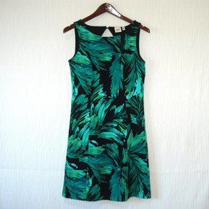 Rafaella Sleeveless Boat Neck Leaf Print Midi Dress Size 4